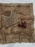 Soft net with Beautiful sequins and Zari Embroidery Work Saree