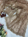 Soft net with Beautiful sequins and Zari Embroidery Work Saree