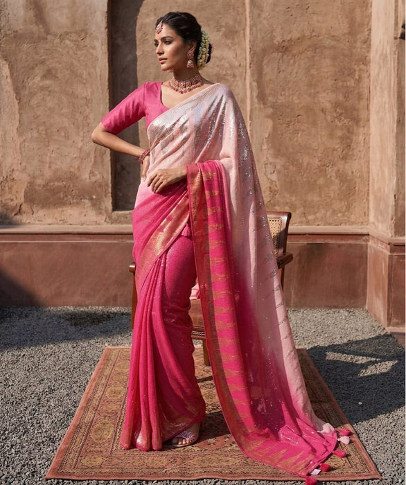 Designer Heavy Faux Georgette Saree Embroidery Embroidery Work