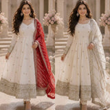 New Designer Party Wear Look Fancy Anarkali Gown Dupatta & Bottom Set