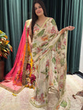 Latest Tabby Silk Printed Saree With Beautiful Sequins Work