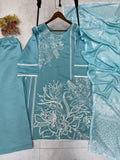 DESIGNER WEAR EXCLUSIVE SUIT IN SEQUENCE EMBROIDERED ROMAN SILK FABRIC TOP AND PANT WITH DUPATTA PAIR