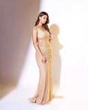 Bollywood Suhana Khan Inspired Mono Net Saree With Sequins And Embroidery Work