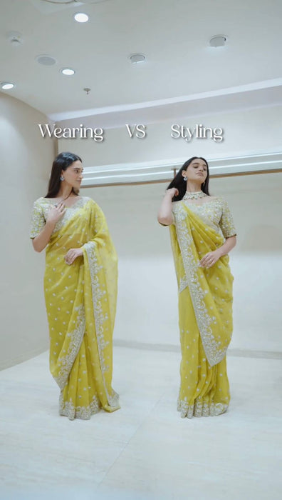 Designer Saree on Tibby silk Fabric with Thread & Sequence work and Blouse