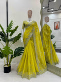 Designer Saree on Tibby silk Fabric with Thread & Sequence work and Blouse
