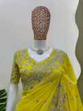 Designer Saree on Tibby silk Fabric with Thread & Sequence work and Blouse