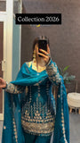 NEW LAUNCHING 3 PIECES KURTI, PLAZZO & DUPATTA WITH ORIGINAL BEADS CUT DANA WORK