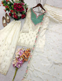 New Designer Chinon Silk Sharara Suit & Dupatta Set