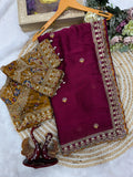 Beautiful Soft Rangoli Silk Sequence Embroidery Work Sare