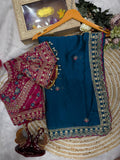 Beautiful Soft Rangoli Silk Sequence Embroidery Work Sare