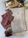 Beautiful Soft Rangoli Silk Sequence Embroidery Work Sare