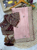 Beautiful Soft Rangoli Silk Sequence Embroidery Work Sare