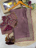 Beautiful Soft Rangoli Silk Sequence Embroidery Work Sare