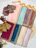Beautiful Soft Rangoli Silk Sequence Embroidery Work Sare