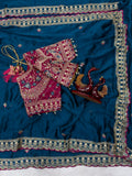 Beautiful Soft Rangoli Silk Sequence Embroidery Work Sare
