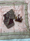 Beautiful Soft Rangoli Silk Sequence Embroidery Work Sare