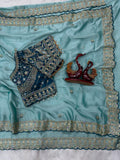 Beautiful Soft Rangoli Silk Sequence Embroidery Work Sare