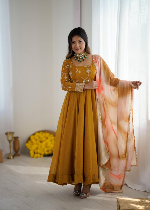Latest Designer Suit With Heavy Crunchy Silk With Embroidery And Sequence Work