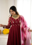 Latest Designer Suit With Heavy Crunchy Silk With Embroidery And Sequence Work
