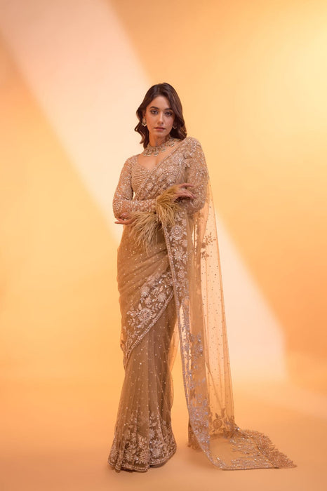 Bollywood BlockBuster Butterfly Net Saree With Embroidery And Thread Work