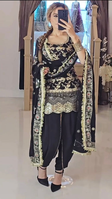 New Launching Designer Party Wear Look Top ,Dhoti Salwar and Dupatta