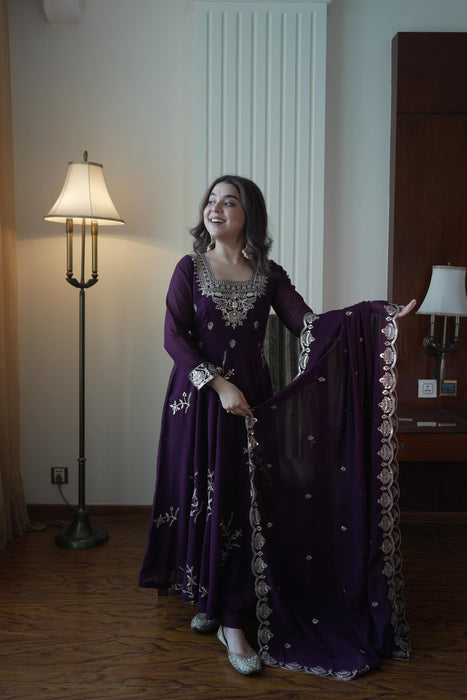 LATEST DESIGNER FOX GEORGETTE SEQUENCE AND EMBROIDERY WORK DRESS