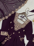 LATEST DESIGNER FOX GEORGETTE SEQUENCE AND EMBROIDERY WORK DRESS