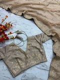Premium Gold Crush Saree Embellished With Beautiful Sequins Work And Coding Work