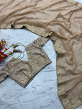Premium Gold Crush Saree Embellished With Beautiful Sequins Work And Coding Work