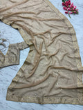 Premium Gold Crush Saree Embellished With Beautiful Sequins Work And Coding Work