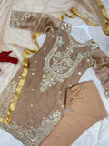 New Designer Jimmy Choo Silk Top-Pent And Dupatta Set Fully Stitched Ready To Wear