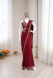 Beautiful Heavy Crep Silk Designer Saree With Embroidery