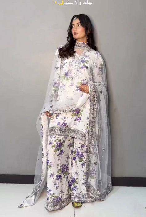 NEW LAUNCHING 3 PIECES KURTI, PLAZZO & DUPATTA WITH EMBROIDERY AND FANCY LACE WORK