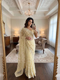 Designer Georgette Saree  With Beautiful Heavy Lucknowi Thread Work