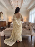 Designer Georgette Saree  With Beautiful Heavy Lucknowi Thread Work