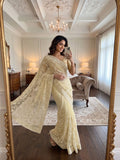 Designer Georgette Saree  With Beautiful Heavy Lucknowi Thread Work