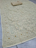 Designer Georgette Saree  With Beautiful Heavy Lucknowi Thread Work