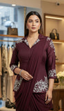 Exclusive Designer Chinnon Silk Drape Saree With Stunning Jacket Blouse