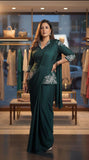 Exclusive Designer Chinnon Silk Drape Saree With Stunning Jacket Blouse