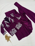 Exclusive Designer Chinnon Silk Drape Saree With Stunning Jacket Blouse