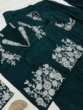 Exclusive Designer Chinnon Silk Drape Saree With Stunning Jacket Blouse