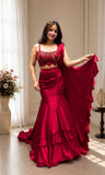 Lehenga Premium Crape Silk Full Stitched with Multi Thread Embroidery Sequence Work