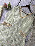LATEST DESIGNER PLAZZO SUIT WITH SEQUENCE EMBROIDERY & CUT WORK