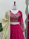 Faux Georgette with Intricate Thread & Sequence Embroidery Lehenga Choli