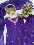 Fendi Silk with Heavy Embroidery Beads Sequence & Thread Work With Latkan Salwar Kameez