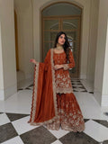 Pure Heavy Gmy Silk With Heavy Embroidery Sequence Work with Real Mirror Hand Work Top-Bottom And Dupatta Set