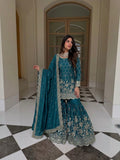 Pure Heavy Gmy Silk With Heavy Embroidery Sequence Work with Real Mirror Hand Work Top-Bottom And Dupatta Set
