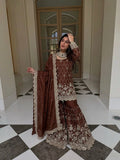 Pure Heavy Gmy Silk With Heavy Embroidery Sequence Work with Real Mirror Hand Work Top-Bottom And Dupatta Set