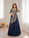 Latest Designer  Doubel layer Style Lehenga Choli Set With Embroidery Work