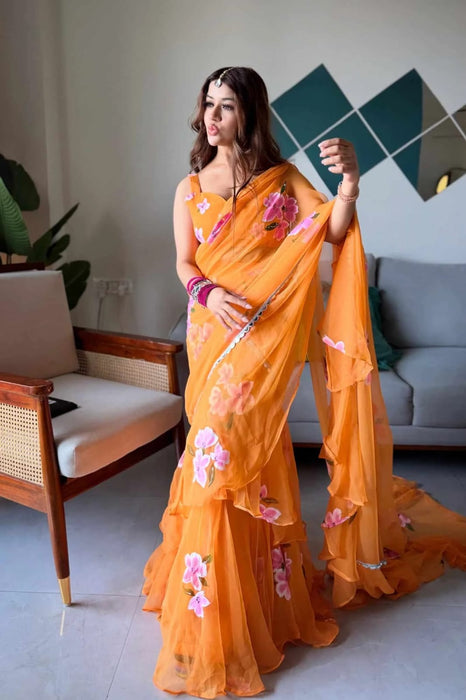 Stylish Ruffle Drape Lehenga Saree - Modern Look With Traditional Touch